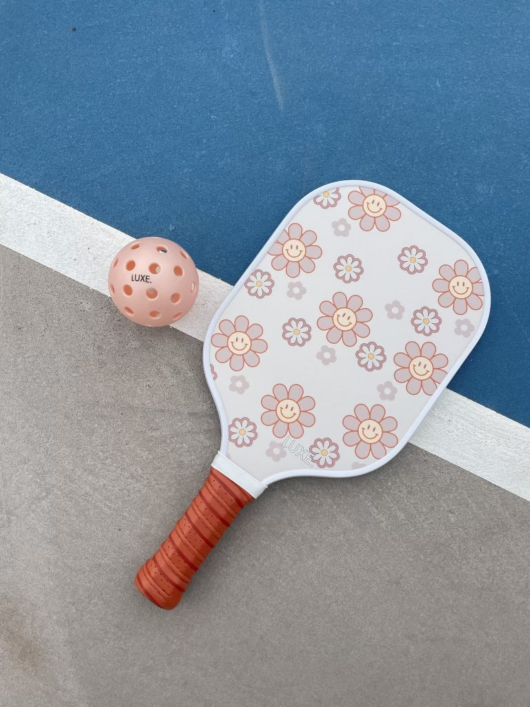 Smiley Flower LUXE Pickleball Paddle. Cute and aesthetic pickleball paddles