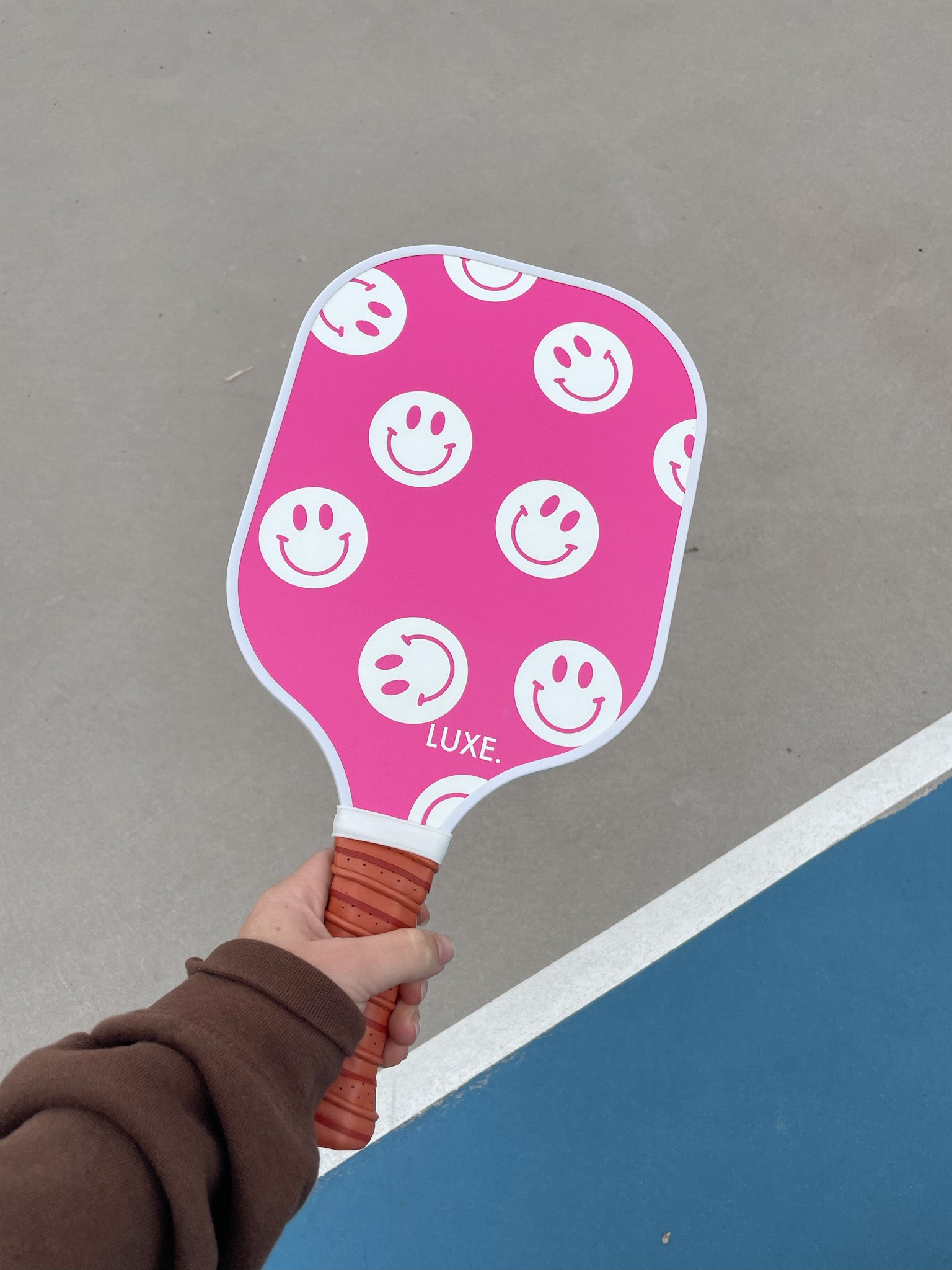 Pink Smiley Pickleball Paddle