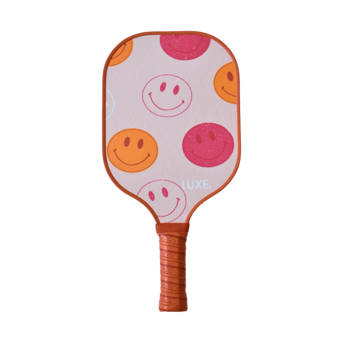 Pink & Orange Smiley LUXE Pickleball Paddle. Cute and aesthetic pickleball paddles